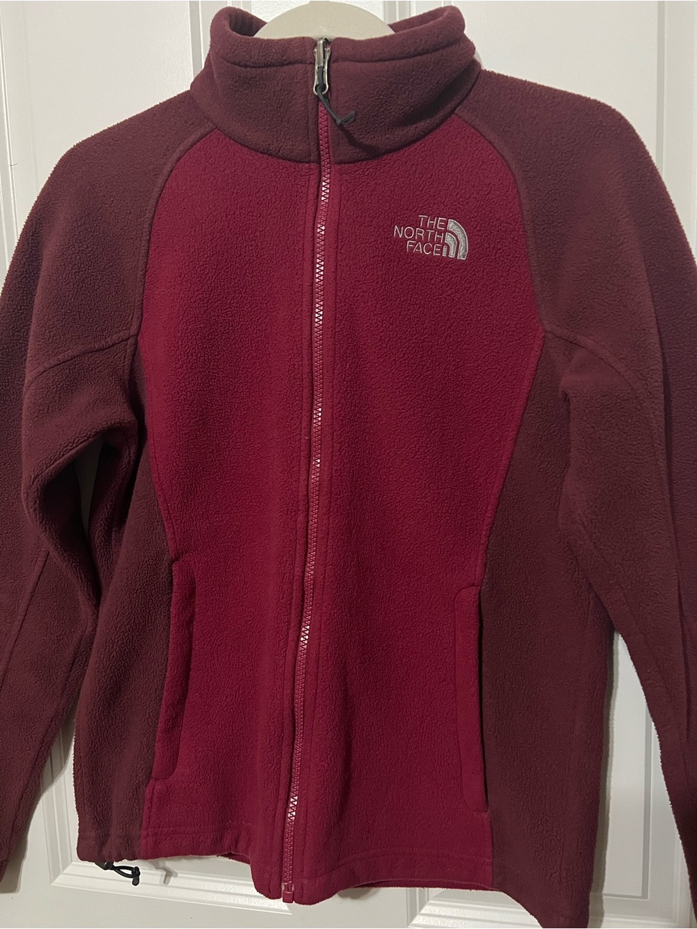 The North Face Two-Tone Fleece Full Zip Jacket Maroon Burgundy Women's Size S
